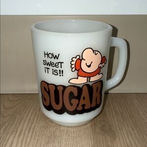 Ziggy Anchor Made In USA How Sweet It Is!! Sugar White Ceramic Mug Milk Glass